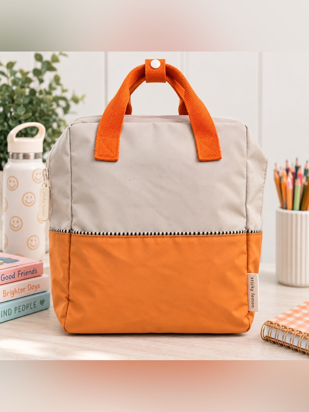 Sticky Lemon x Anthropologie Kids Backpack Orange Cream Colorblock